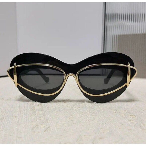 Cat Eye Sunglasses Women 2024 Luxury Brand Designer Vintage Y2k Punk Sun Glasses - Picture 2 of 4